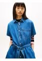 Minivestido Azul Camisero De Chambray Con Cinturón Tommy Jeans de Tommy Hilfiger