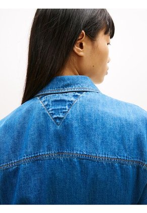Minivestido Azul Camisero De Chambray Con Cinturón Tommy Jeans
