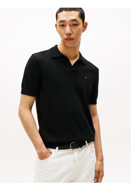 Polo Negro Essential Manga Corta Con Logo Tommy Hilfiger