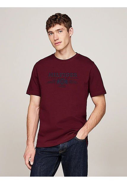 Camiseta Vino Con Escudo Bordado Tommy Hilfiger