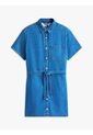 Minivestido Azul Camisero De Chambray Con Cinturón Tommy Jeans de Tommy Hilfiger