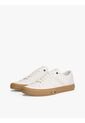 Tenis Blanco De Cuero Con Mezcla De Texturas Tommy Hilfiger de Tommy Hilfiger