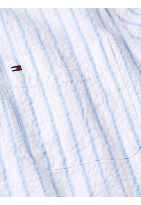 Camisa Azul Claro Seersucker De Corte Regular Con Diseño De Rayas Tommy Hilfiger
