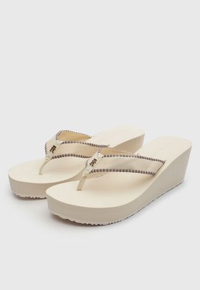 Sandalias Plataforma Tommy Hilfiger Wedge Beach Marfil