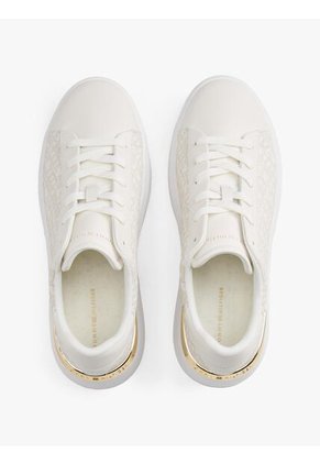 Tenis Blanco De Cuero Con Plataforma Y Monograma Tommy Hilfiger