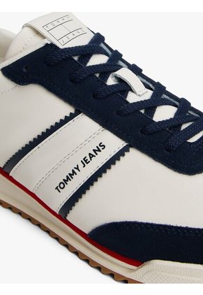 Tenis Negro Retro Con Cuero Tommy Hilfiger