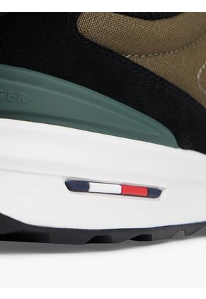 Tenis Verde Retro Dentadas En Mezcla De Ante Tommy Hilfiger