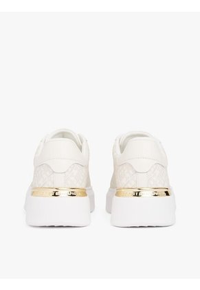 Tenis Blanco De Cuero Con Plataforma Y Monograma Tommy Hilfiger