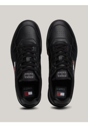 Tenis Negro De Cuero Color Block Tommy Hilfiger