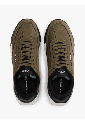 Tenis Verde Retro Dentadas En Mezcla De Ante Tommy Hilfiger