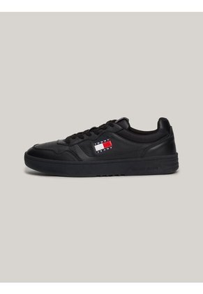Tenis Negro De Cuero Color Block Tommy Hilfiger