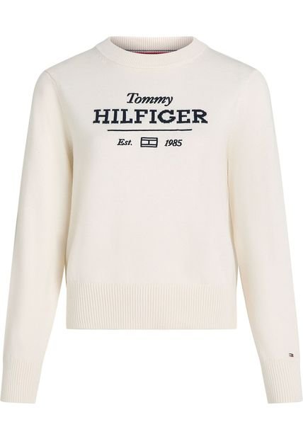 Saco Blanco De Cuello Redondo Con Logo Tommy Hilfiger