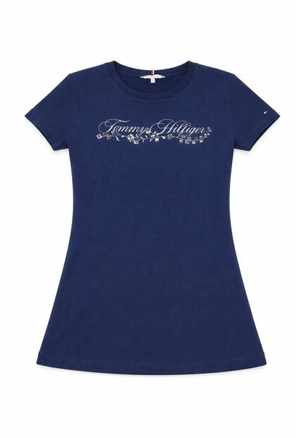 Camiseta Celeste Con Logo Gráfico De Corte Regular Tommy Hilfiger