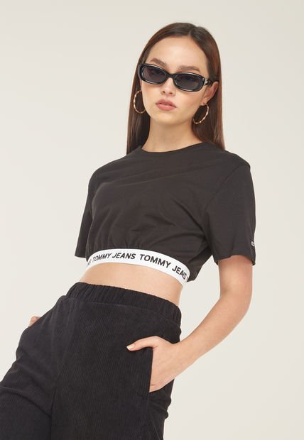 Camiseta Corta Negro-Blanco Tommy Jeans