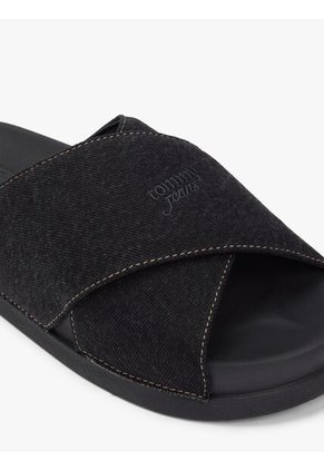 Sandalias Negro Con Tiras Cruzadas De Tejido Denim Tommy Hilfiger