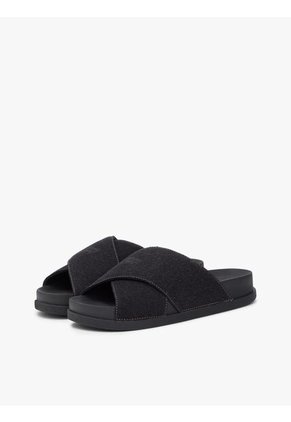 Sandalias Negro Con Tiras Cruzadas De Tejido Denim Tommy Hilfiger