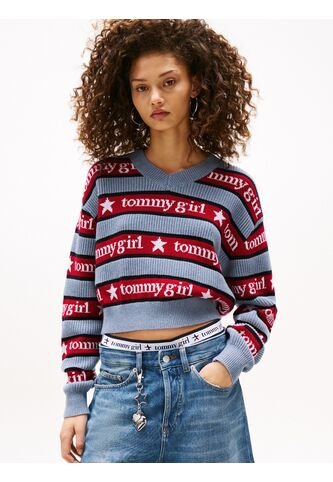 Saco Celeste Tommy Girl Con Rayas Tommy Jeans Tommy Hilfiger