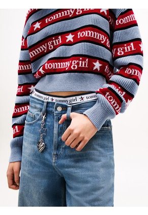 Saco Celeste Tommy Girl Con Rayas Tommy Jeans