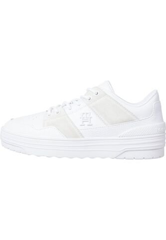 Tenis  Blancos De Cuero Con Mezcla De Texturas Tommy Hilfiger Tommy Hilfiger