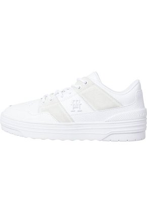 Tenis  Blancos De Cuero Con Mezcla De Texturas Tommy Hilfiger