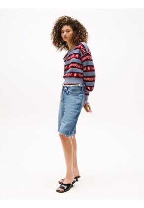 Saco Celeste Tommy Girl Con Rayas Tommy Jeans
