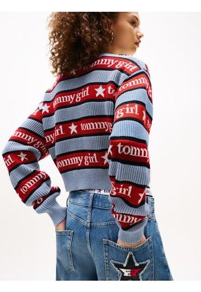 Saco Celeste Tommy Girl Con Rayas Tommy Jeans
