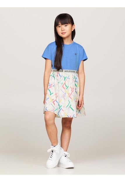 Vestido De Corte Evasé Con Monogramas TH Para Niña Tommy Hilfiger