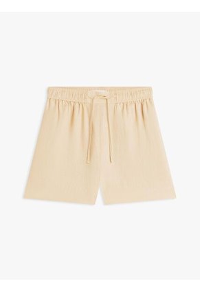 Pantalonetas Beige De Puro Lino Con Logo Bordado Tommy Hilfiger