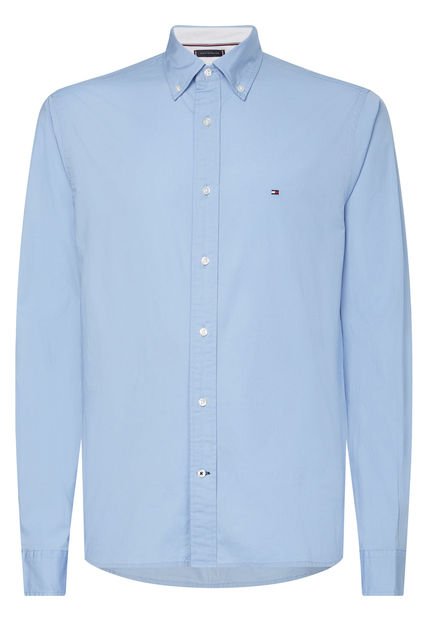 Camisa Clásica Sólida Hombre Azul Tommy Hilfiger