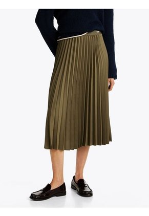 Falda Verde Midi Plisada Con Logo En Cintura Tommy Hilfiger