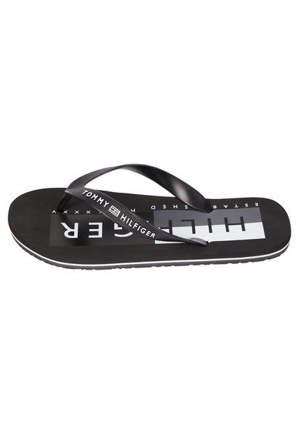 Sandalias Con Logo Hombre Negro Tommy Hilfiger