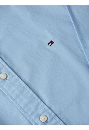 Camisa Clásica Sólida Hombre Azul Tommy Hilfiger