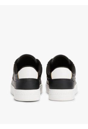 Tenis Negro En Cuero Con Monograma TH Tommy Hilfiger