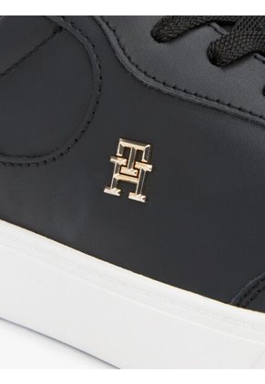 Tenis Negro En Cuero Con Monograma TH Tommy Hilfiger