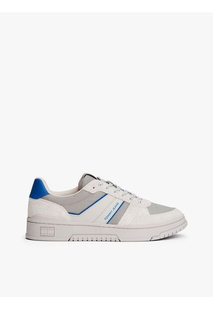 Tenis Gris De Ante Con Mezcla De Texturas Tommy Hilfiger
