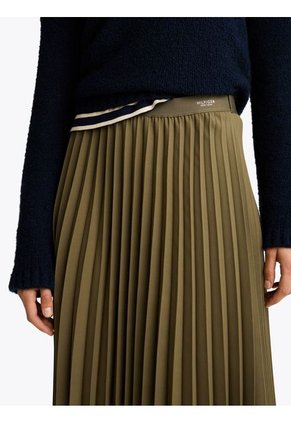 Falda Verde Midi Plisada Con Logo En Cintura Tommy Hilfiger