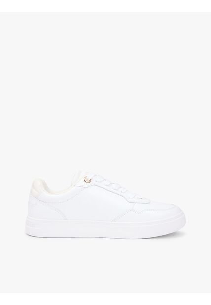 Tenis Blanco De Cuero Con Mezcla De Texturas Tommy Hilfiger