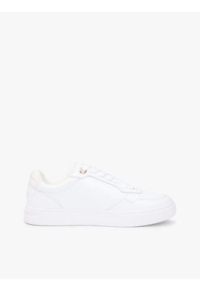 Tenis Blanco De Cuero Con Mezcla De Texturas Tommy Hilfiger