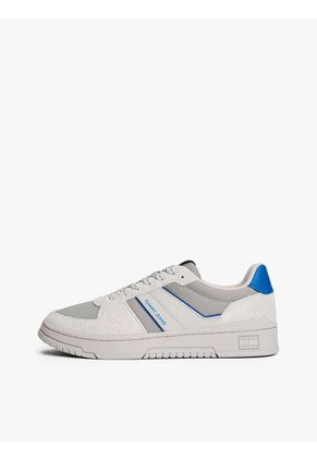 Tenis Gris De Ante Con Mezcla De Texturas Tommy Hilfiger