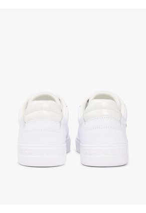 Tenis Blanco De Cuero Con Mezcla De Texturas Tommy Hilfiger