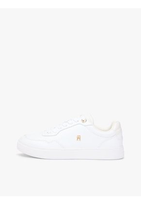 Tenis Blanco De Cuero Con Mezcla De Texturas Tommy Hilfiger