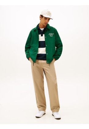 Tenis Khaki De Baloncesto En Cuero Tommy Hilfiger