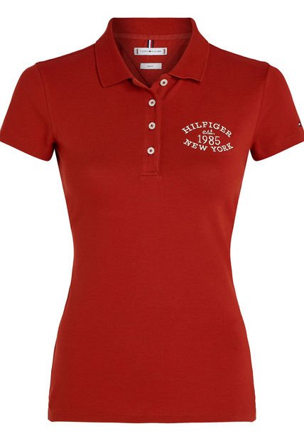 Polo Naranja Varsity De Corte Slim Tommy Hilfiger