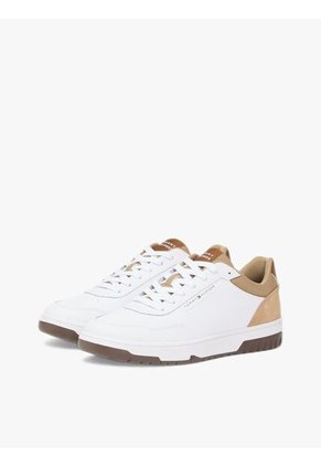 Tenis Khaki De Baloncesto En Cuero Tommy Hilfiger