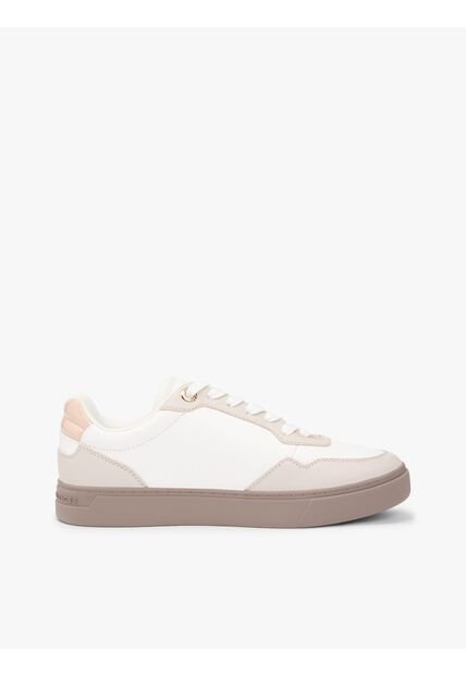 Tenis Beige De Cuero Con Mezcla De Texturas Tommy Hilfiger