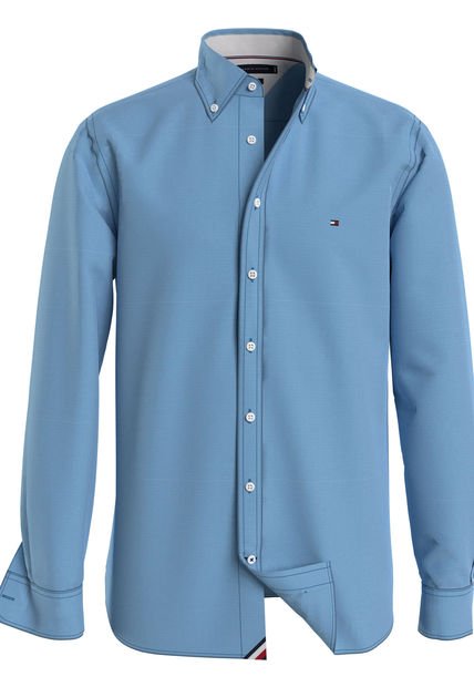 Camisa Flex Oxford Con Corte Regular Hombre Azul Tommy Hilfiger