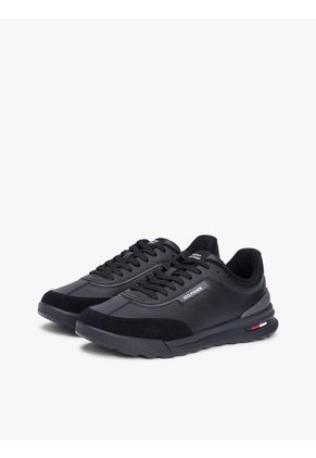 Tenis Negro Retro Runner En Mezcla De Cuero Tommy Hilfiger
