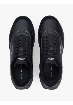 Tenis Negro Retro Runner En Mezcla De Cuero Tommy Hilfiger