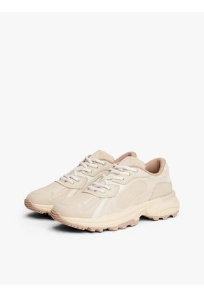 Tenis Beige De Cuero Con Monograma TH Tommy Hilfiger