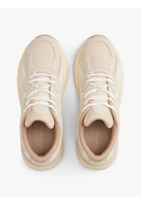 Tenis Beige De Cuero Con Monograma TH Tommy Hilfiger